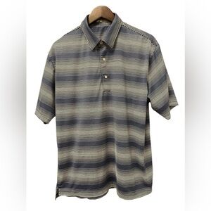 Clark Gregory L shortsleeved striped blue/white/black ombré polo shirt